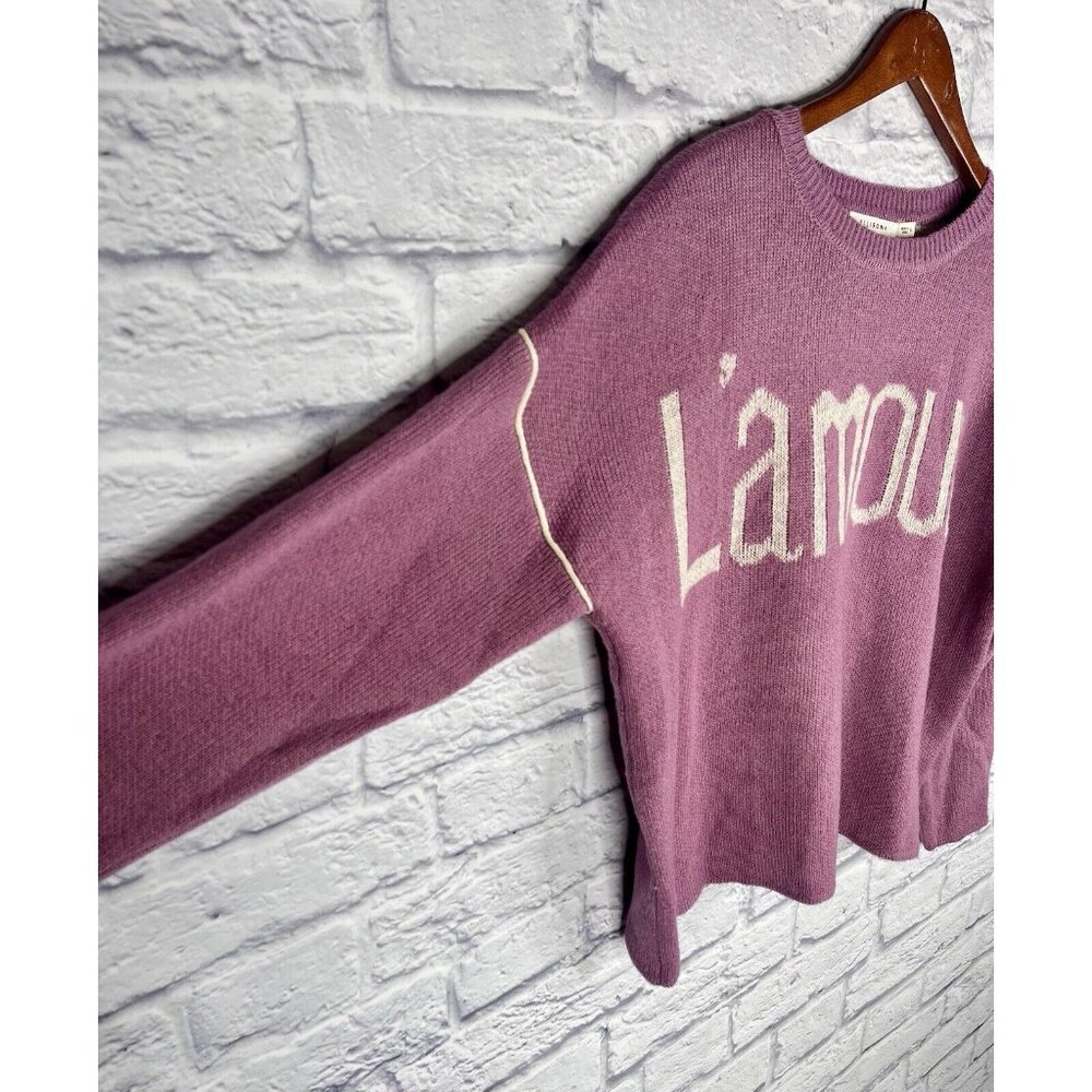 ELLISON Women's Light Purple "L'amour" Crew Neck Popover Sweater Large - Picture 3 of 5